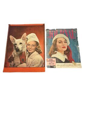 Vintage 1955 Ladies' Home Journal Cover Poster "Two Beauties" with White Dog Plu